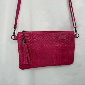 Borse In Pelle Womens Leather Handbag Purse Crossbody Pink Zippered